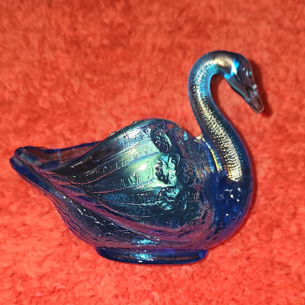 Vintage Blue Glass Swan Figurine